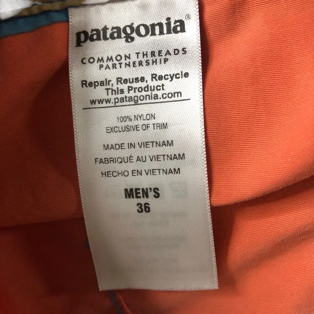 Patagonia‎ Wavefarer Board Shorts Mens 36 Fitz Stripe Catalyst Blue Swim Trunks